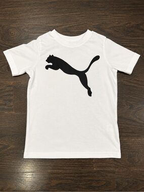Puma White T-shirt with Black Leaping Logo